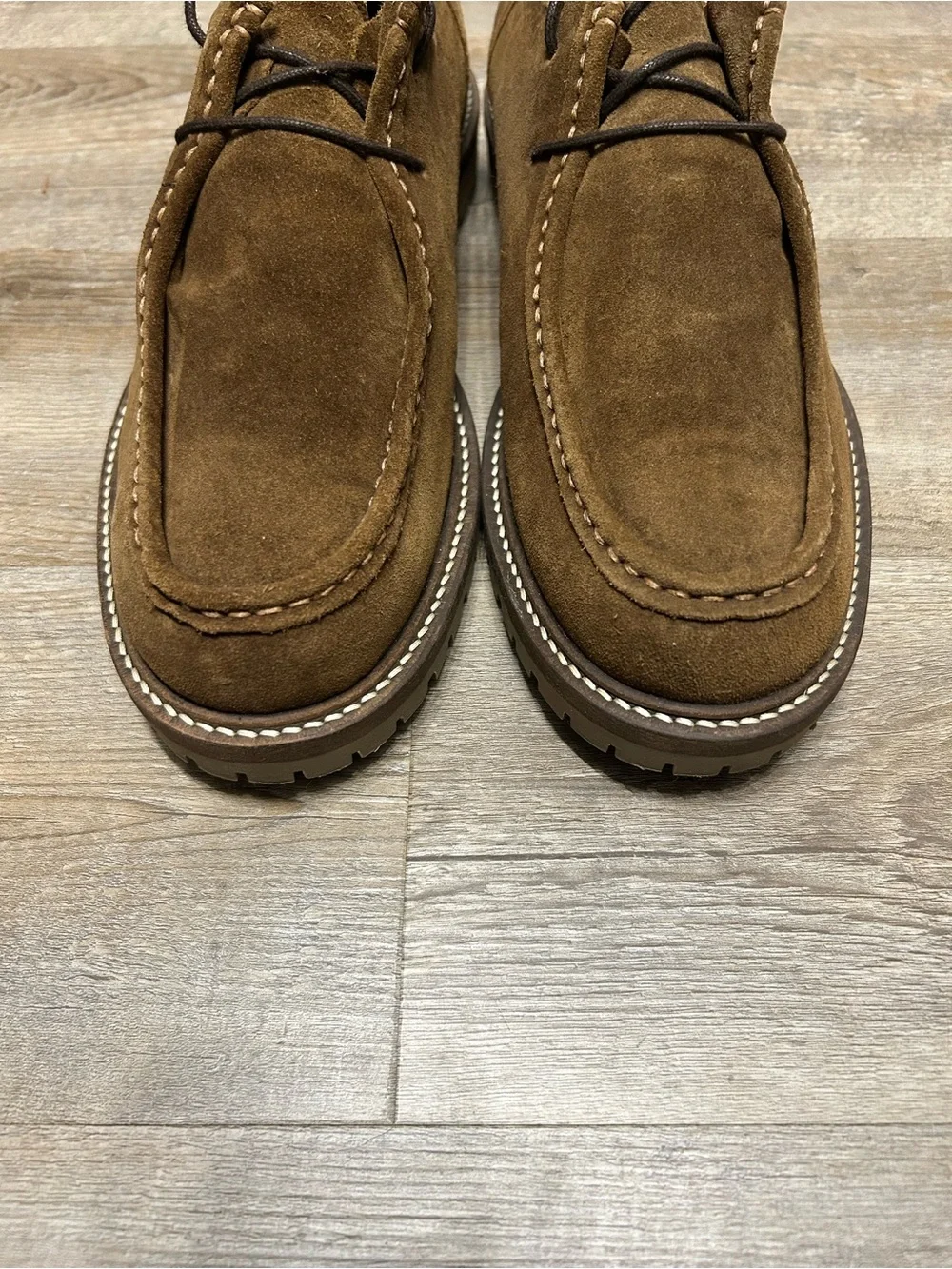 Zara Men's Size 43 US 10 Brown Suede Chukka Moccasin Shoes Lace Up Moc Toe Lug